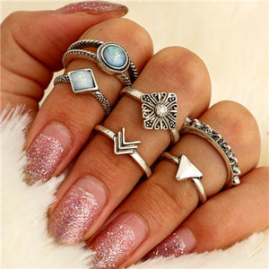 Black Opening  Midi Finger Knuckle Ring Set