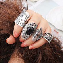 Black Opening  Midi Finger Knuckle Ring Set