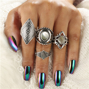 Black Opening  Midi Finger Knuckle Ring Set