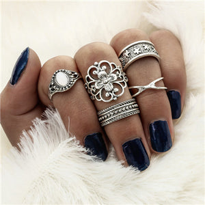 Black Opening  Midi Finger Knuckle Ring Set