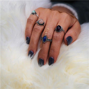 Black Opening  Midi Finger Knuckle Ring Set