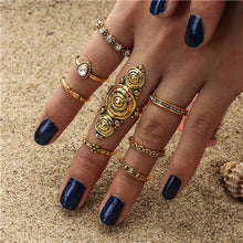 Black Opening  Midi Finger Knuckle Ring Set