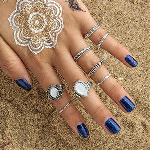 Black Opening  Midi Finger Knuckle Ring Set