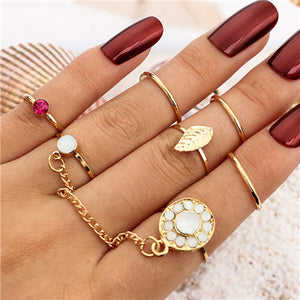 Black Opening  Midi Finger Knuckle Ring Set