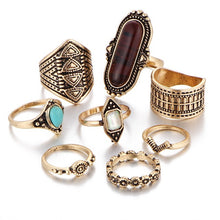 14PCs/Set Vintage Tibet Lucky Red Antique Midi Ring Set