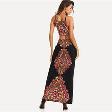 Geo Print Cutout Midriff Cami Dress