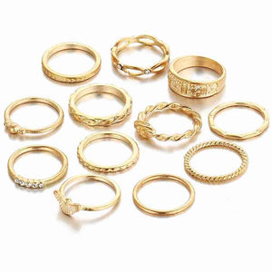 Charm Gold Color Midi Finger Ring Set