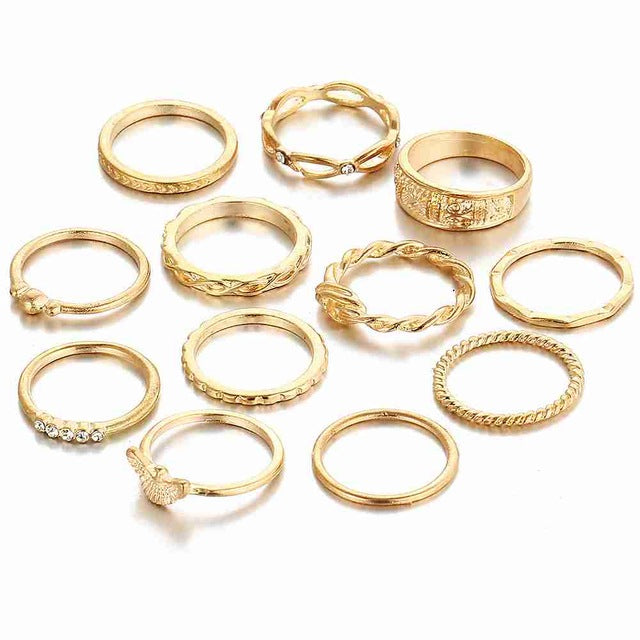 Charm Gold Color Midi Finger Ring Set