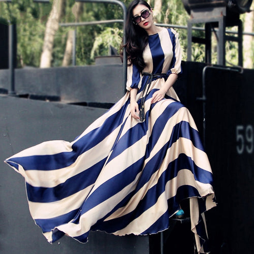 Daily Sophisticated Striped A Line Maxi Dress