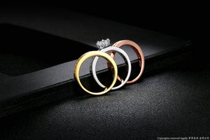 Silver/Rose Gold Color Flower Crystal Stone Rings