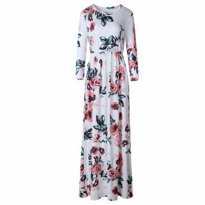 Long Dress Floral Print Tunic Maxi Dress