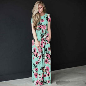 Long Dress Floral Print Tunic Maxi Dress