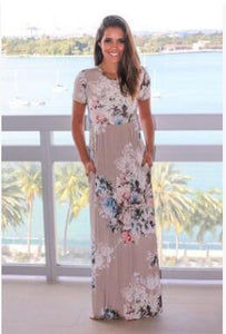 Long Dress Floral Print Tunic Maxi Dress