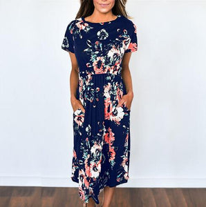 Long Dress Floral Print Tunic Maxi Dress