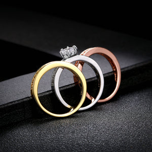 Silver/Rose Gold Color Flower Crystal Stone Rings