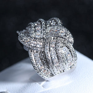 Luxury Big silver Rings with CZ Zircon Stone