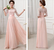 Elegant Floral Lace Chiffon Floor Length Pleated Maxi Dress