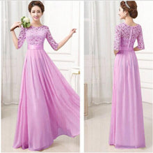 Elegant Floral Lace Chiffon Floor Length Pleated Maxi Dress