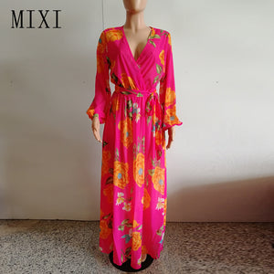 Printed Chiffon Vintage Loose Beach Maxi Dress