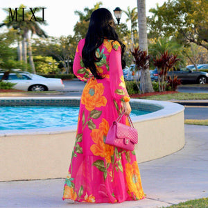 Printed Chiffon Vintage Loose Beach Maxi Dress