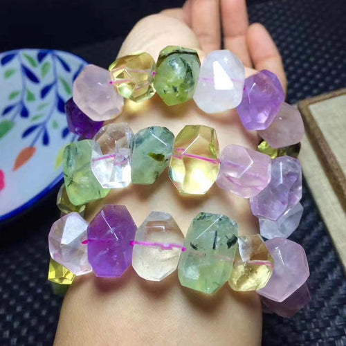 amethyst/pink/prehnite/citrine quartz gemstone baroque bracelet