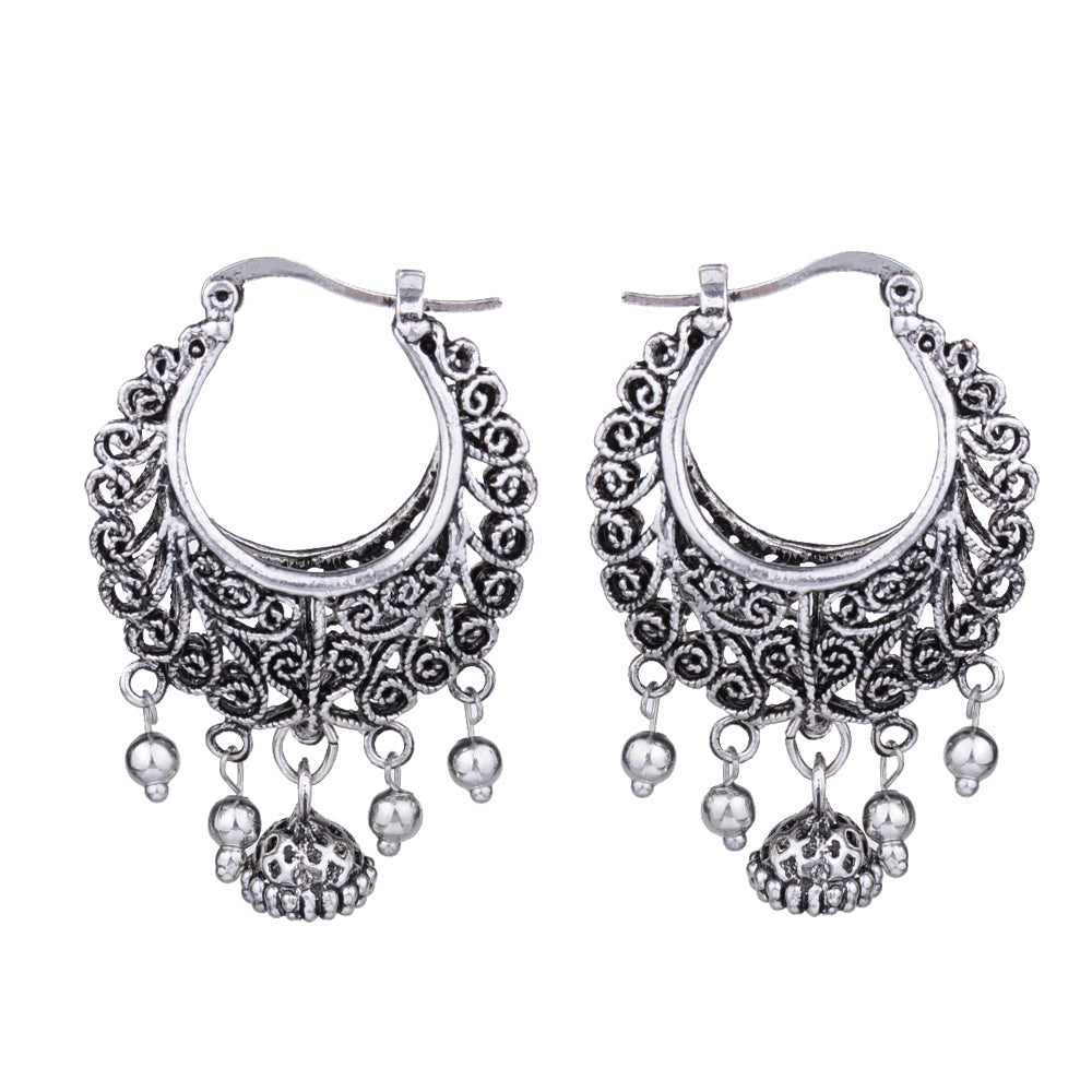 Retro Antique Tibet Silver Color Vine Hollow Filigree Earrings