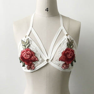 Embroidery Rose Flower Bralette Crop Top