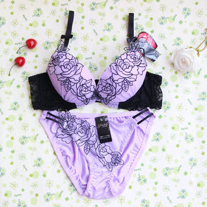 lace embroidery petals temptation young girl bra set