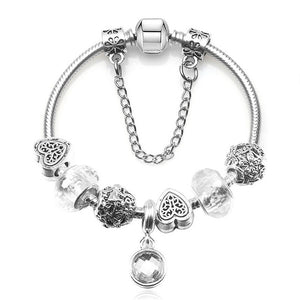 20Unique Silver Crystal Bead Charm Bracelet