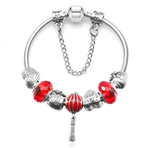 20Unique Silver Crystal Bead Charm Bracelet