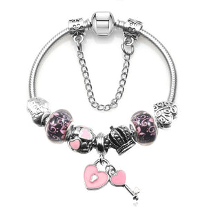 20Unique Silver Crystal Bead Charm Bracelet