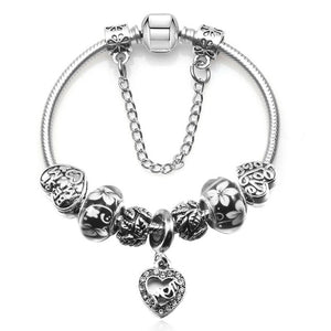 20Unique Silver Crystal Bead Charm Bracelet