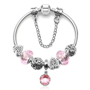 20Unique Silver Crystal Bead Charm Bracelet