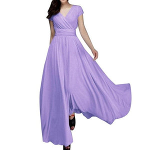 chiffon Solid Elegant Long Evening Prom Dress