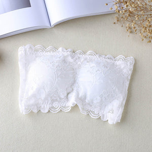 Sexy Floral Lace Full Cup Strapless Wire Free Bra