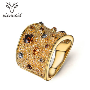 Multicoloured Rhinestones Paved Cocktail Ring