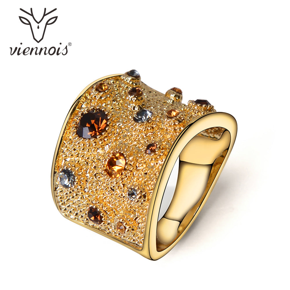 Multicoloured Rhinestones Paved Cocktail Ring