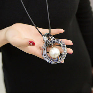 Red White Pearl Ball Pendant