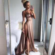 Satin Gold Split Floor Length Maxi dress