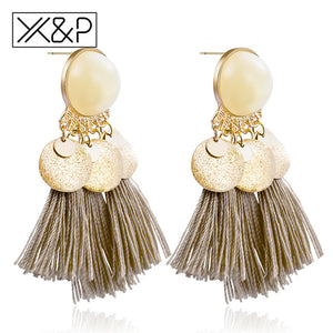 Fringe Stones Long Drop Earrings