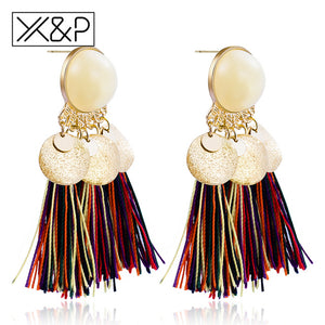 Fringe Stones Long Drop Earrings