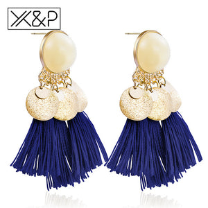 Fringe Stones Long Drop Earrings