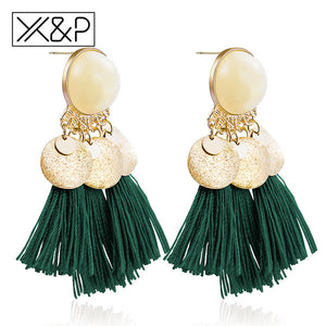 Fringe Stones Long Drop Earrings