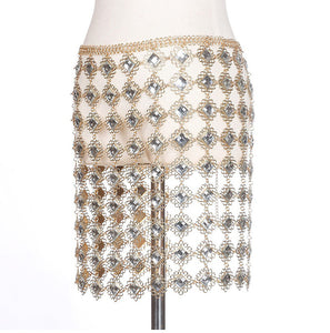 Shine Waist Chains Sequins Skirt