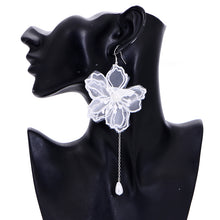 Korean Style Fashion White Flowers Statement Earrings