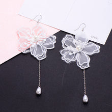 Korean Style Fashion White Flowers Statement Earrings