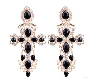 Baroque Rhinestones Dangle Earrings